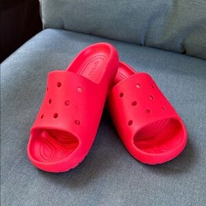 CROCS CLASSIC SLIDE-2 WOMEN’s Bright Red Slide Sandals Sz 8